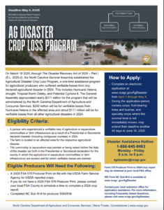Cover photo for (NCDA) Agricultural Disaster Crop Loss Program